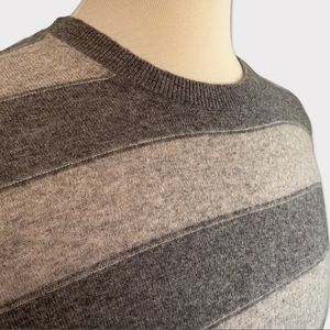 Banana Republic Slate Grey Striped Nylon Viscose Cashmere Crew Neck Sweater